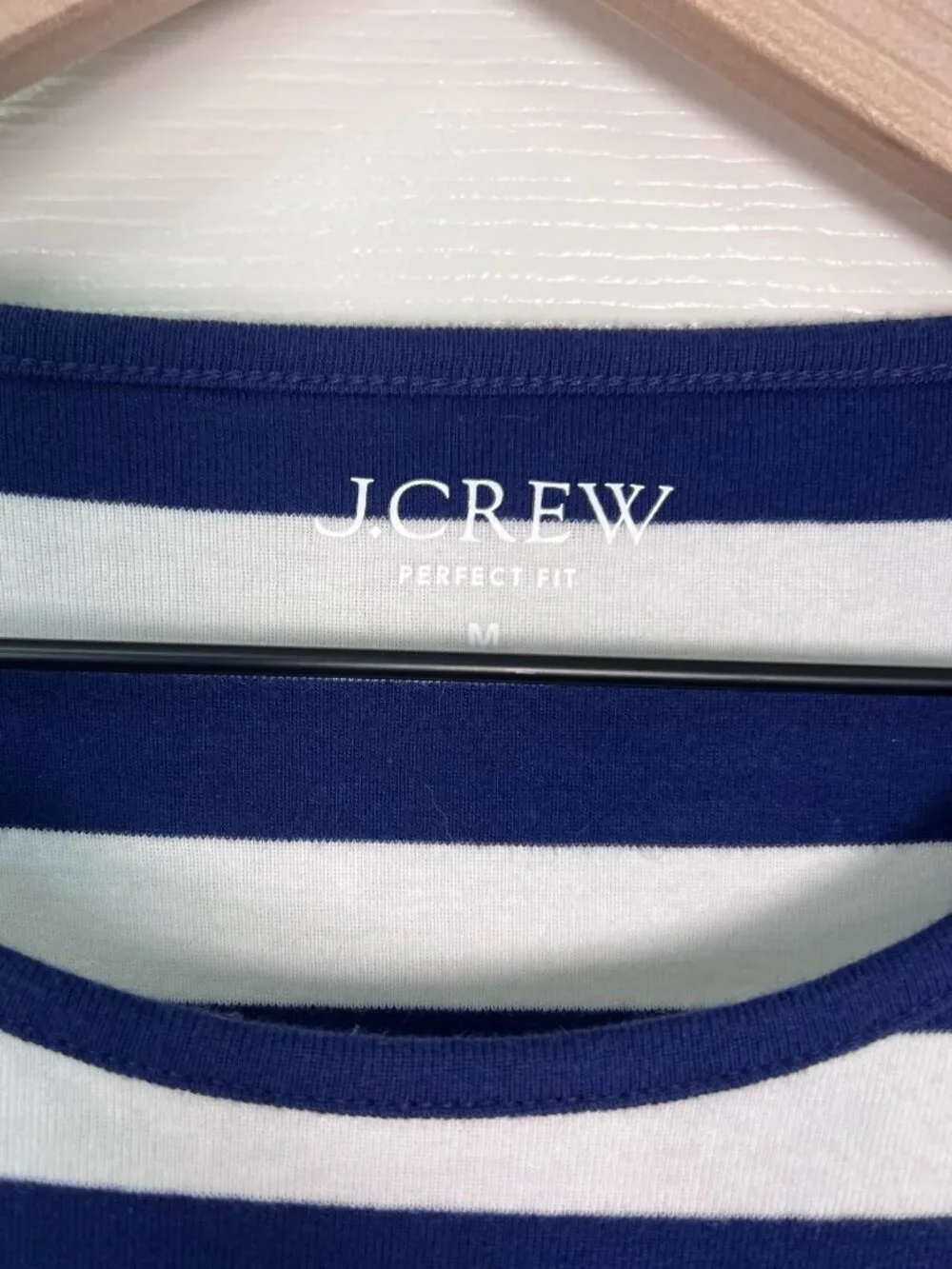 J.Crew Perfect Fit Striped Tee Navy/White Size Medium Nautical Classic